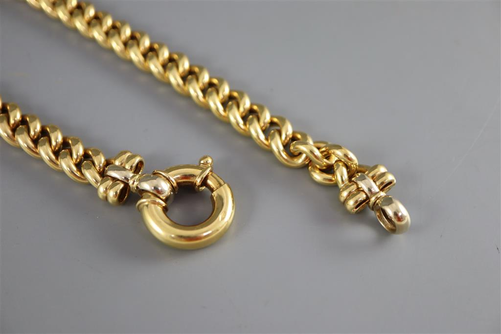 A modern 18ct. gold hollow curb link necklace,